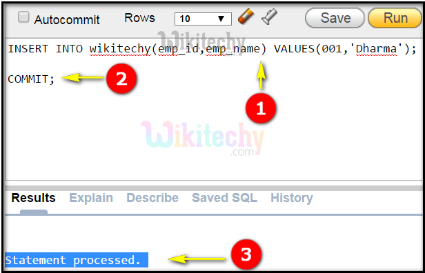  oracle commit query